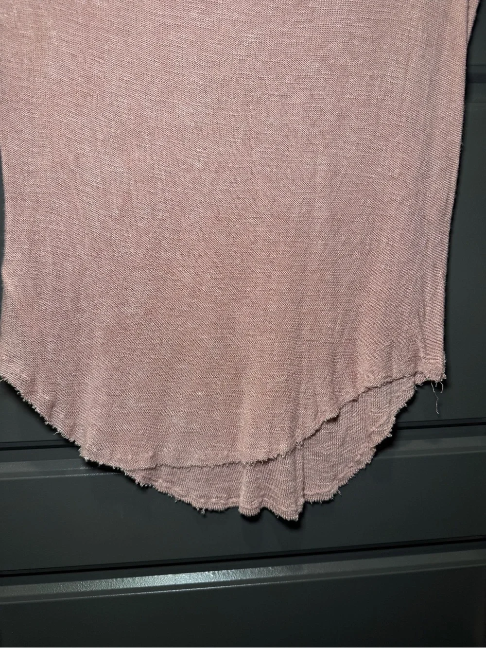 Long-Sleeve Tee in Blush Pink with Contrast Neck